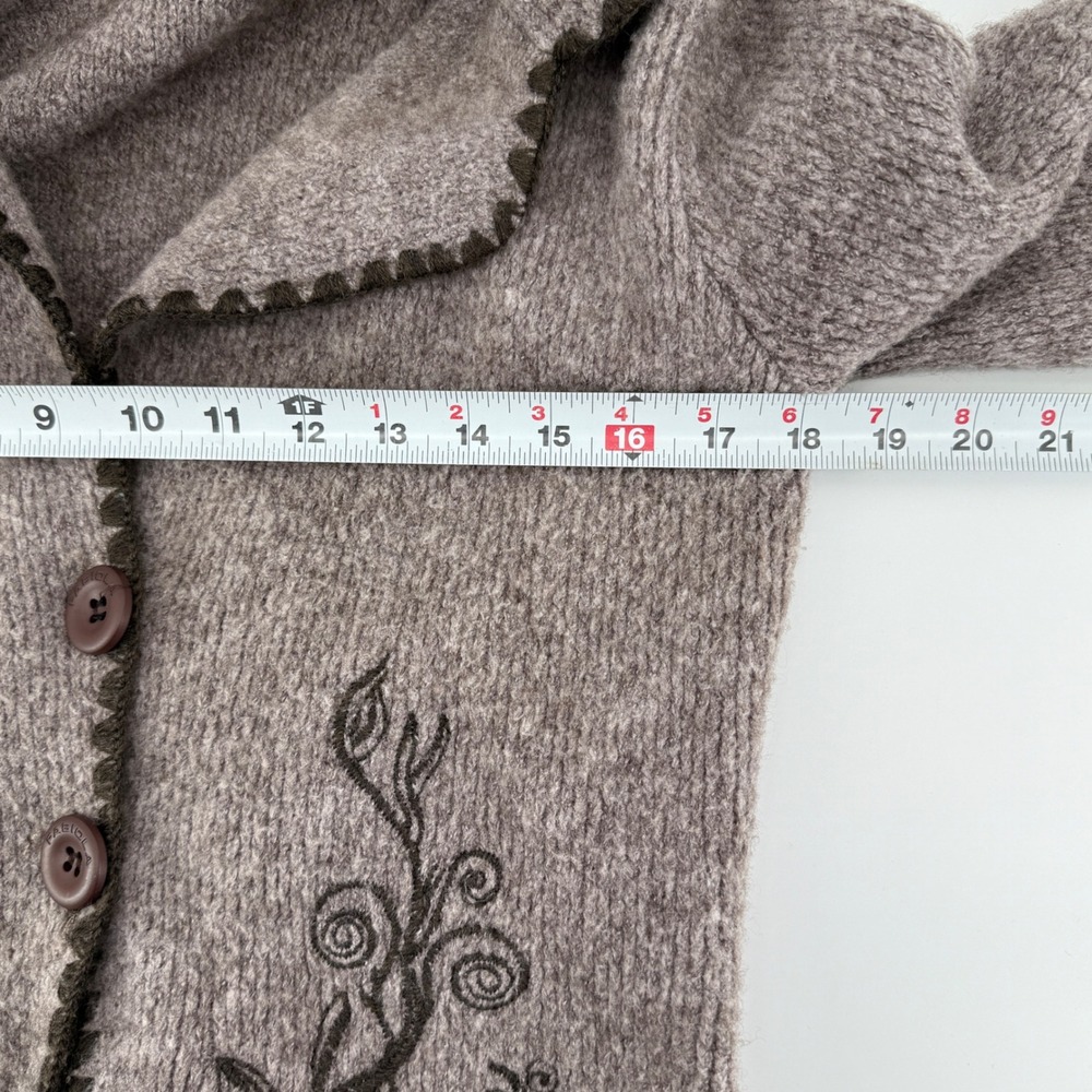 Fabiola Italy Brown Wool Blend Embroidered Button Front Cardigan Jacket‎ - Picture 8 of 10